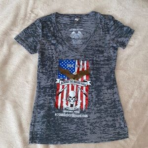 Ladies biker rally sheer V-neck T-shirt from 2017 size L